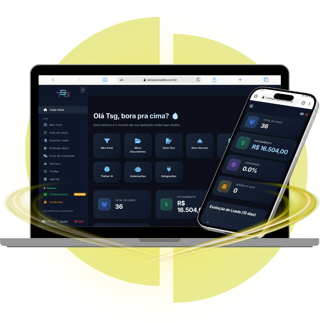 Sistema Conexão TSG em computador e celular